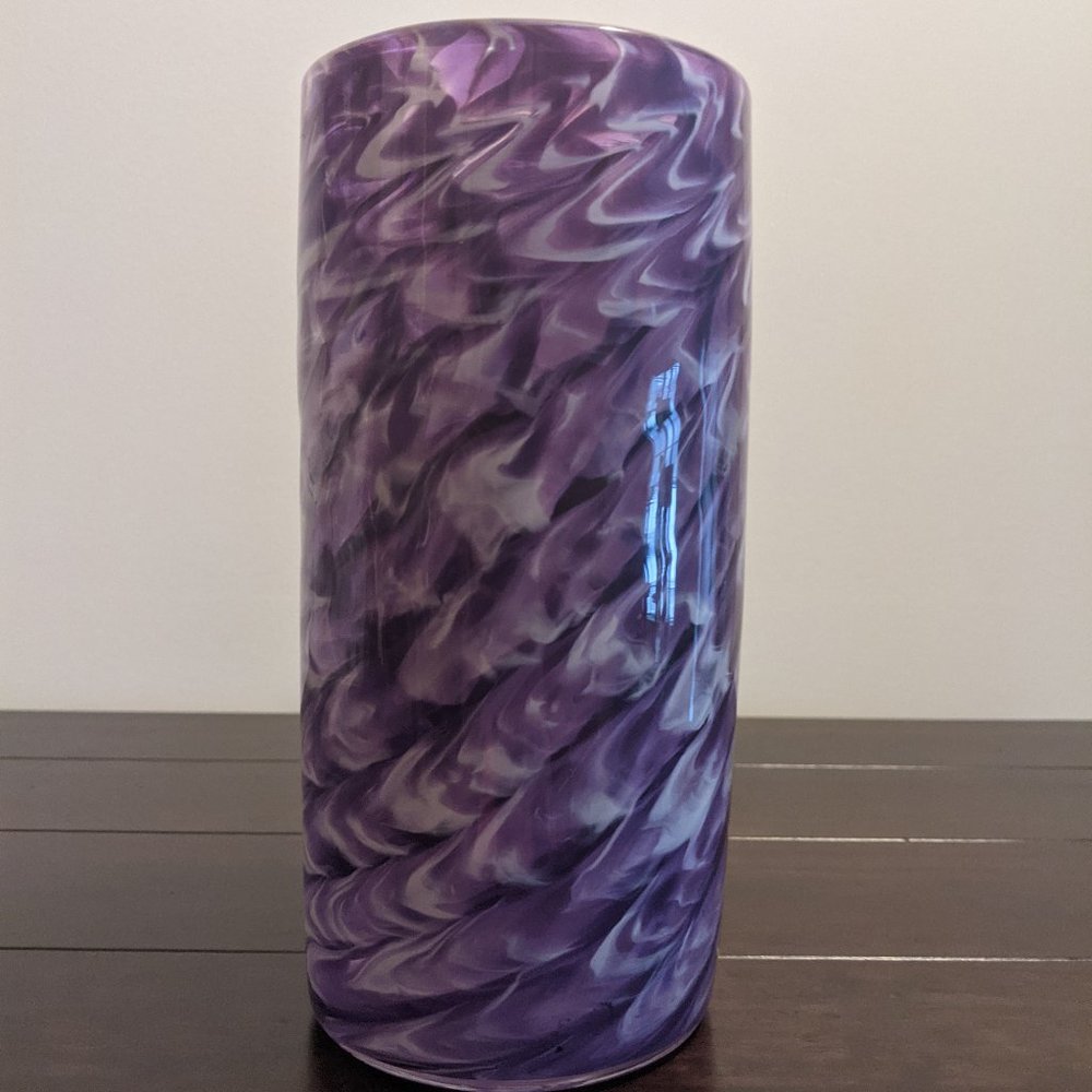 Hand Blown Vase- Purple & White